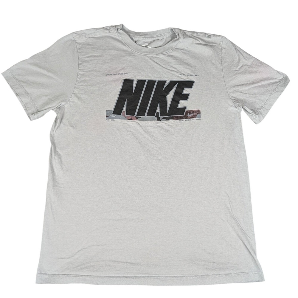 Nike Graphic T-Shirt Mens M Gray Brushstroke Camo Logo Cotton Excellent